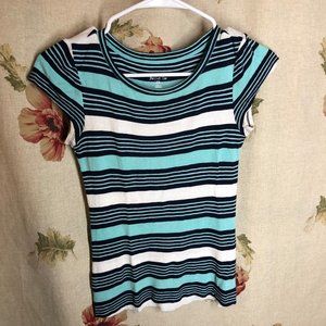 THE LIMITED Stripped Short Sleeve T-Shirt Black XS